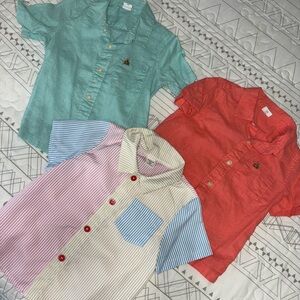 GAP Kids Red, Green, and Striped Button Down Shirts